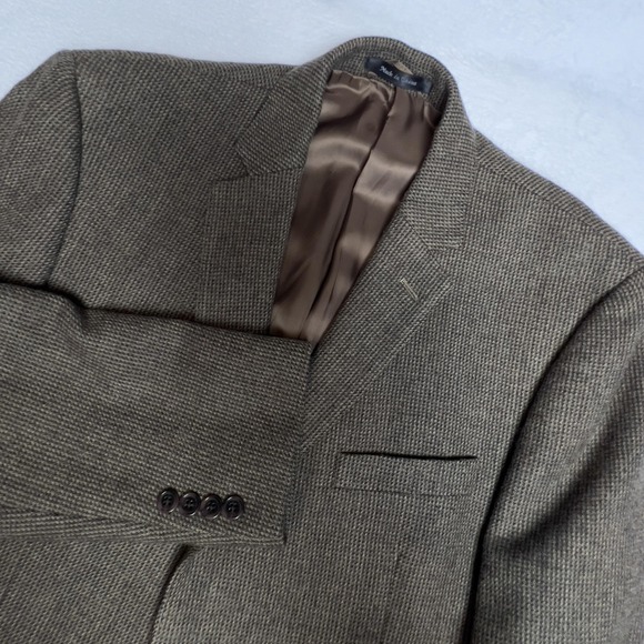 Lauren Ralph Lauren Blazer Mens 44L Brown 100% Wool Slim Fit Sport Coat Jacket